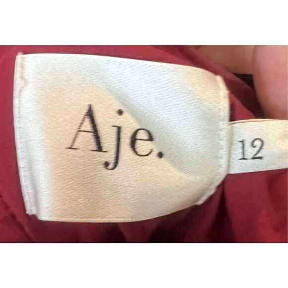 Aje. Asra Pleated Frill Midi Dress in Mahogany Red NWT Size 12/ US 8 - Picture 10 of 11